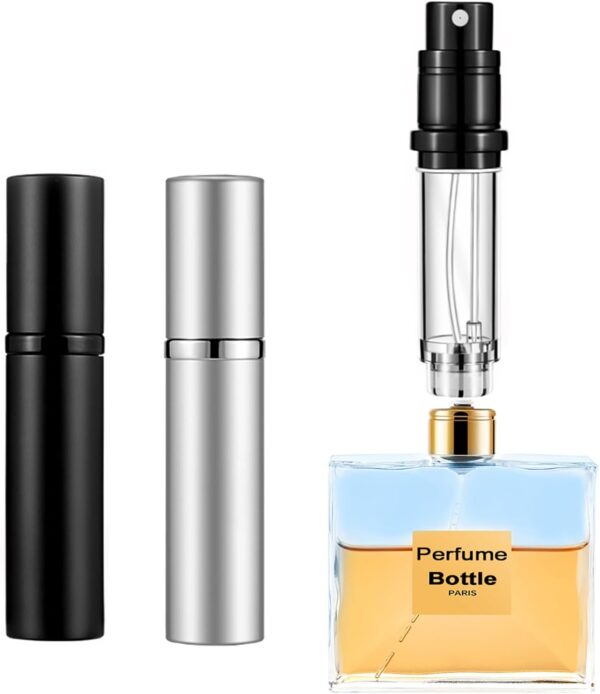 Cologne Perfume Spray Atomizer Bottle, Travel Refillable Bottle Portable Atomizer Spray, Empty Perfume Dispenser for Man and Women 2 Pack (Black,Silver)